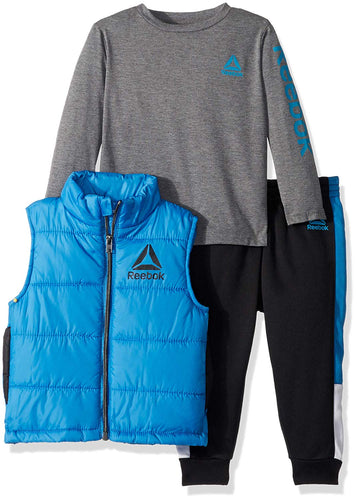 Reebok - Playera de Manga Larga y pantalón de Forro Polar para niño (3 Piezas)