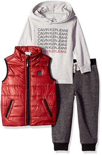 Calvin Klein Conjunto de 3 Piezas de Chaleco con Capucha para niños