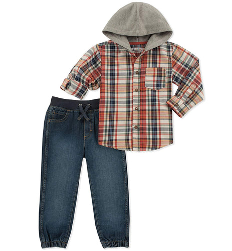 Kids Headquarters Conjunto de 2 Piezas de Camisa y Pantalones para niños con Mangas enrolladas